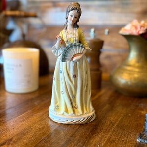 Vintage Porcelain Lady Figurine in Yellow Dress